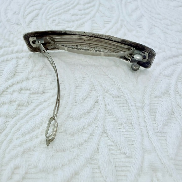 Vintage Silver and Turquoise 3” Hair Barrette - Picture 8 of 12